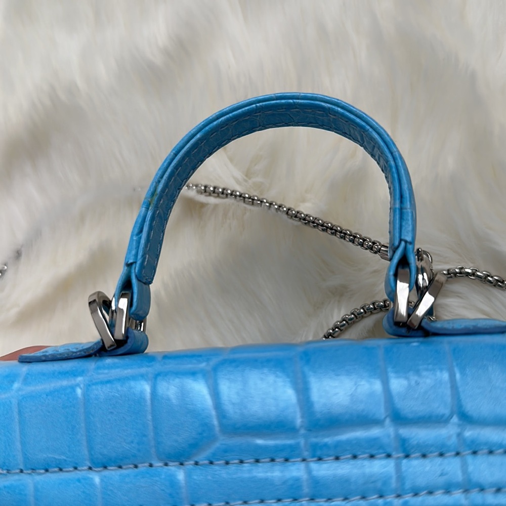 Blue Croc-Embossed Mini Bag - Picture 11 of 11